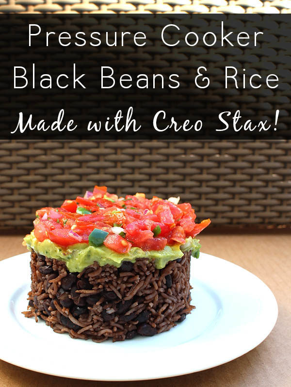 Pressure cooker black beans and rice makes such a simple weeknight meal. While you wait for the beans to pressure cook, fix yourself a margarita, and kick back! #ad