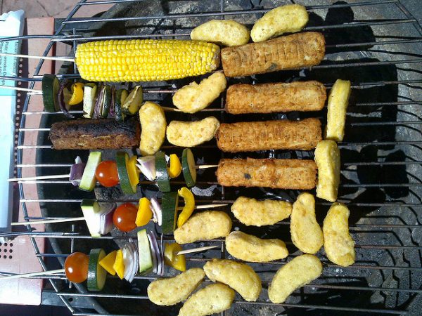 vegan food on the grill