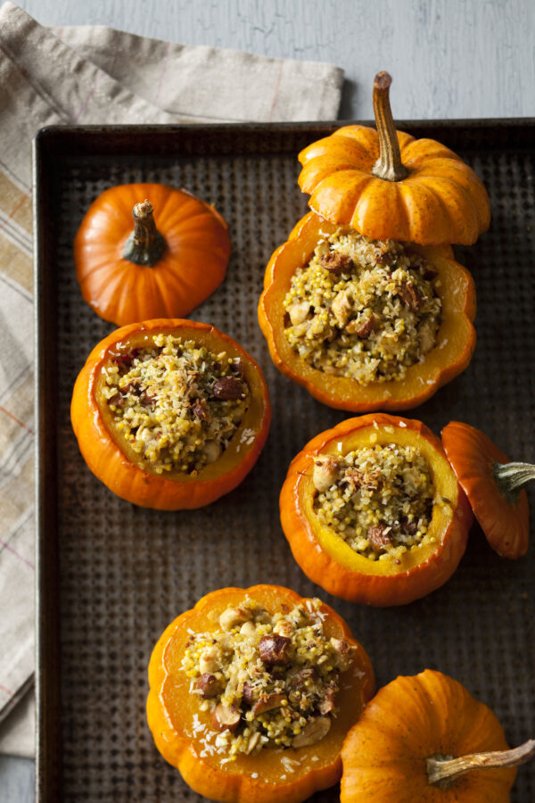 Nutty Curry-Stuffed Squashes from Big Vegan are a perfect vegan Thanksgiving main dish!