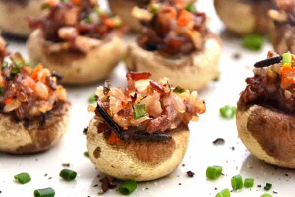 Plant-Based Holiday Menu: Gluten Free Vegan Pine Nut Stuffed Mushrooms