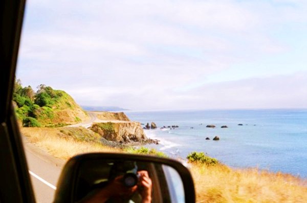 CA Coastline through car window