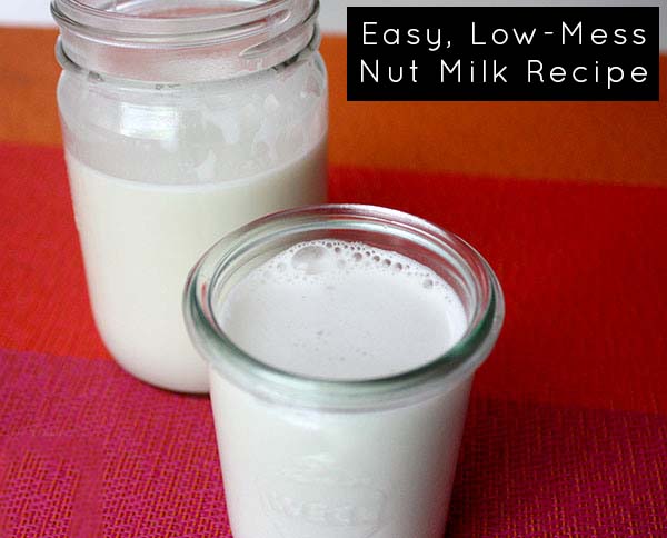 This basic nut milk recipe uses a reusable coffee filter instead of cheesecloth to make delicious nut milk without making a big sticky mess of the kitchen.