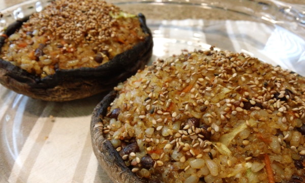 Fried Rice Stuffed Portobello Mushrooms