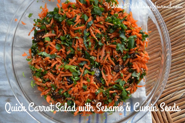 This super simple quick carrot salad will add variety to your salad rotation, and bring in some unlikely flavors.