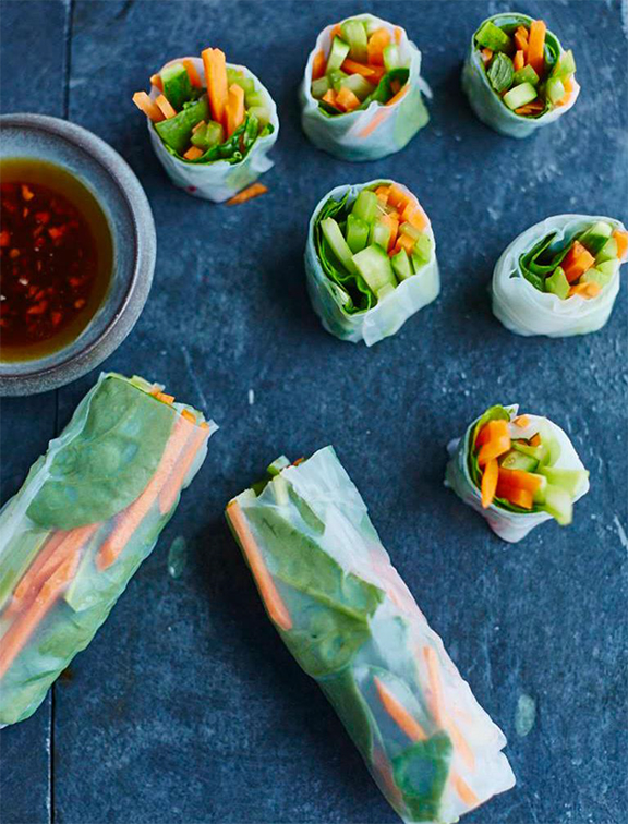 Get the raw spring rolls recipe from Raw. Vegan. Not Gross by Laura Miller!