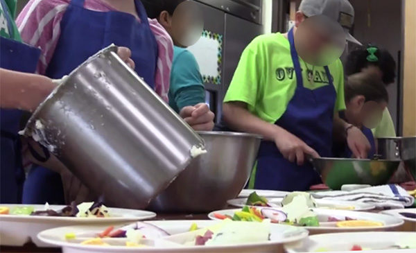 Fifth and sixth graders at Pacific Elementary prepare lunch for the whole school using food they grew in the school's garden classroom. And they do it every day.